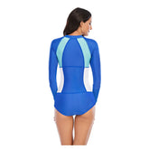 Solid Color One-piece Long-Sleeve Swimwear